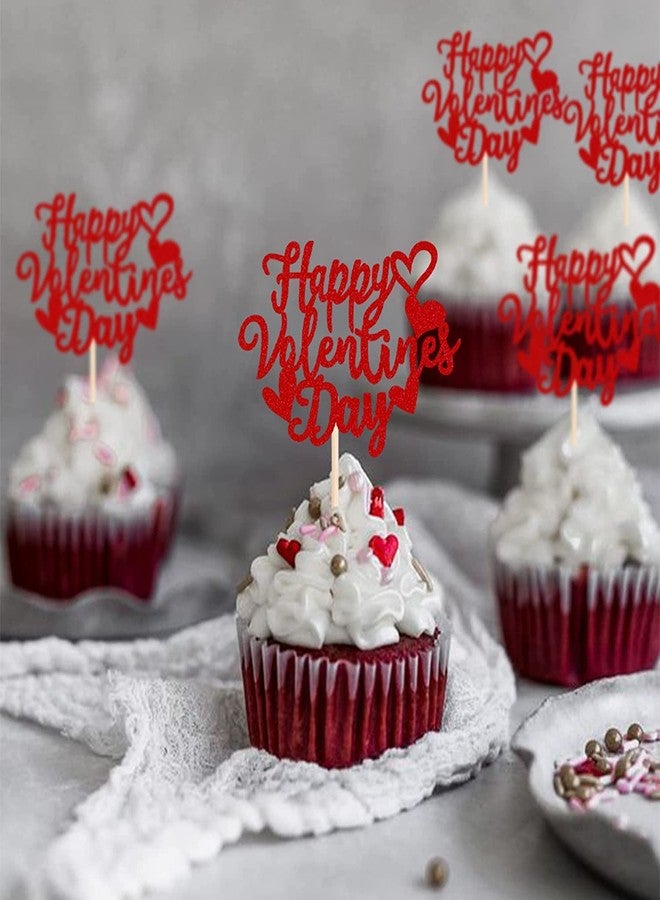 Incrizma Valentine's Day Cupcake Toppers Sweet Love Theme Valentine's Day Cupcake Food Picks Valentine's Day Theme Birthday Party Cake Decorations Supplies (Happy Valentine'sDay) - Image 4